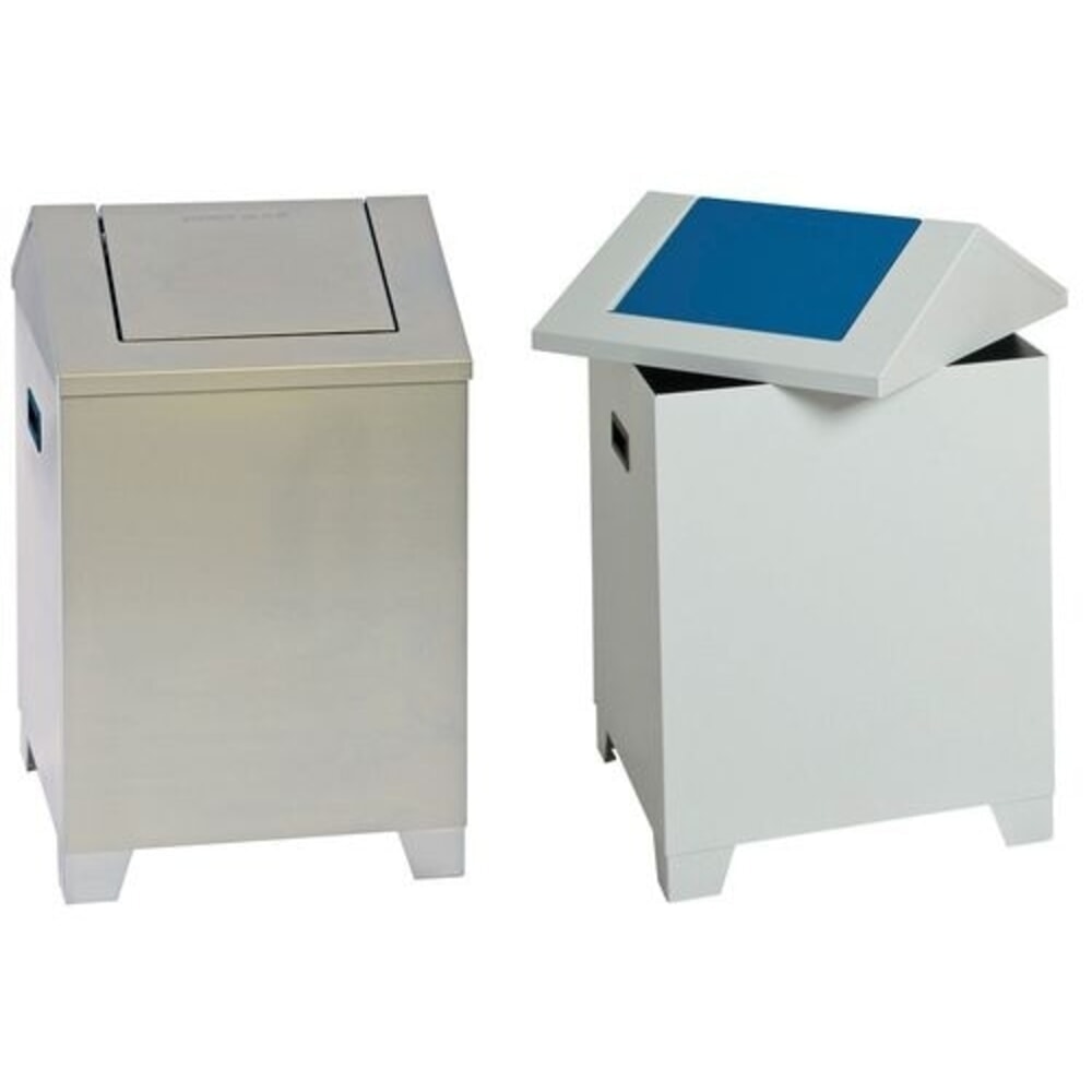 Illustration du produit: Denios Sammelbehälter für Putzwolle, Schwingdeckel-Haube, selbstlöschend, grau/blau