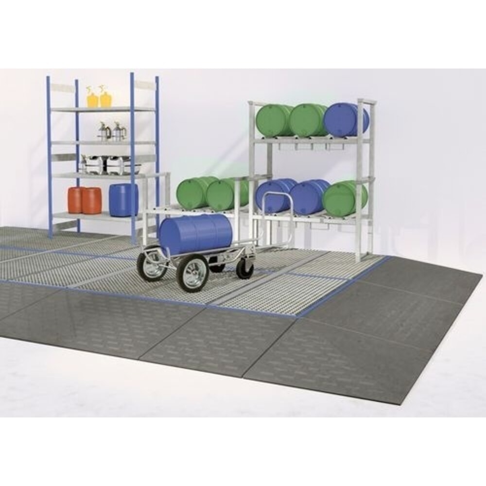 N° de l'image du produit 1 : Denios bac de rétention au sol classic-line en polyéthylène (PE), élément unique, avec grille galvanisée, H x l x P 150 x 790 x 790 mm