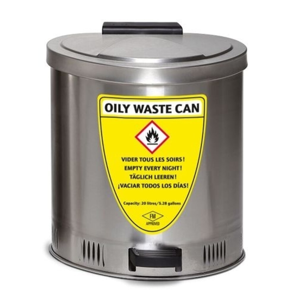 Illustration du produit: Denios Sicherheitsabfallbehälter, aus Edelstahl, mit Deckeldämpfung, 20 l Volumen