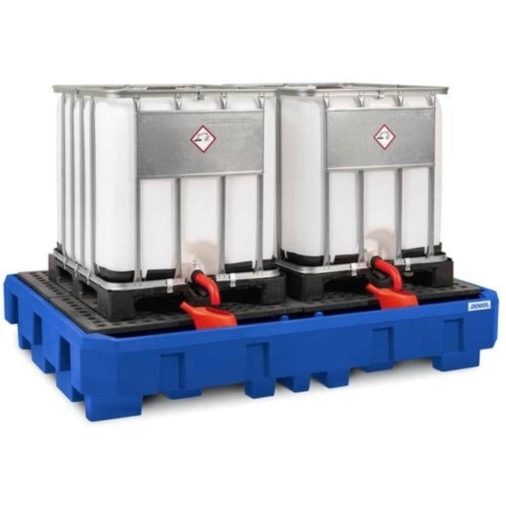 Produktabbildung Nr. 1: Denios Auffangwanne classic-line aus PE für 2 IBC, Abfüllbereich und PE-Gitterrost, HxBxT 485 x 2460 x 1800 mm