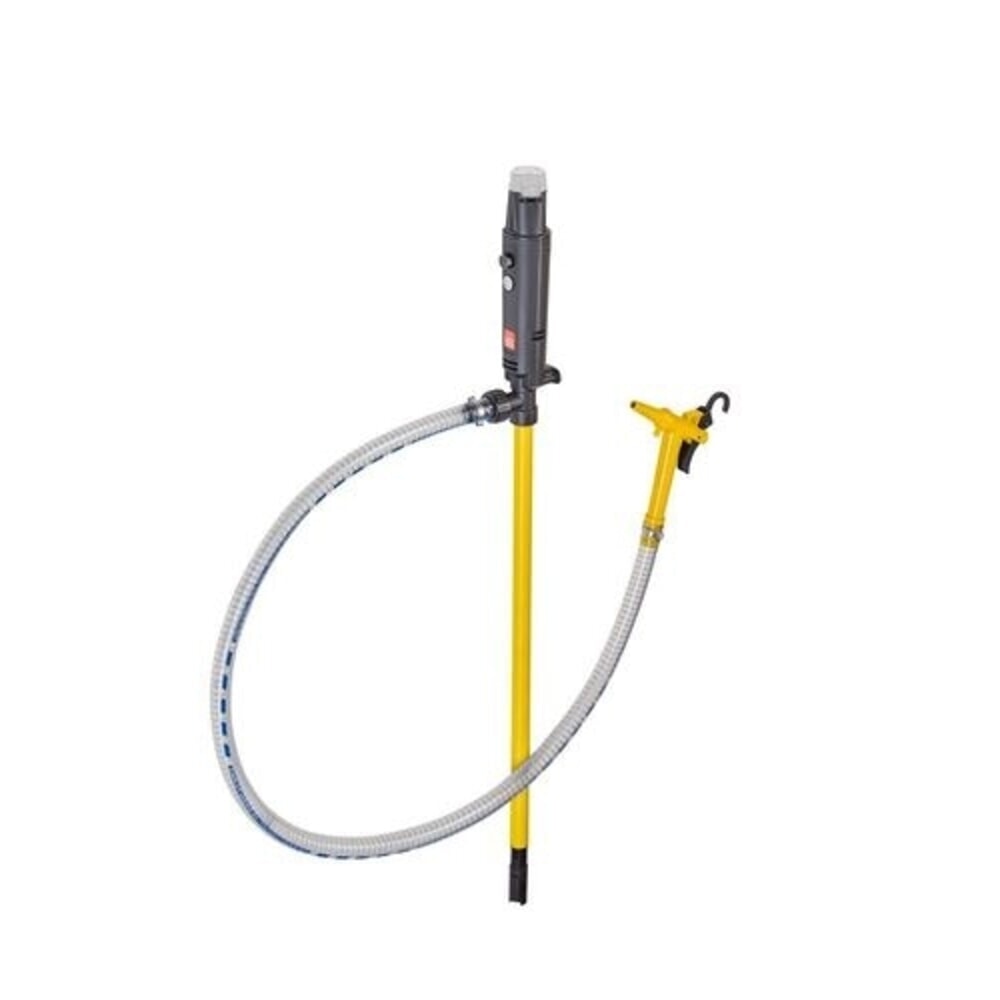 Illustration du produit: Denios Akku-Fasspumpe aus Polypropylen, Schlauch 1,5 m, Zapfventil, 75 W, Tauchtiefe 500 mm