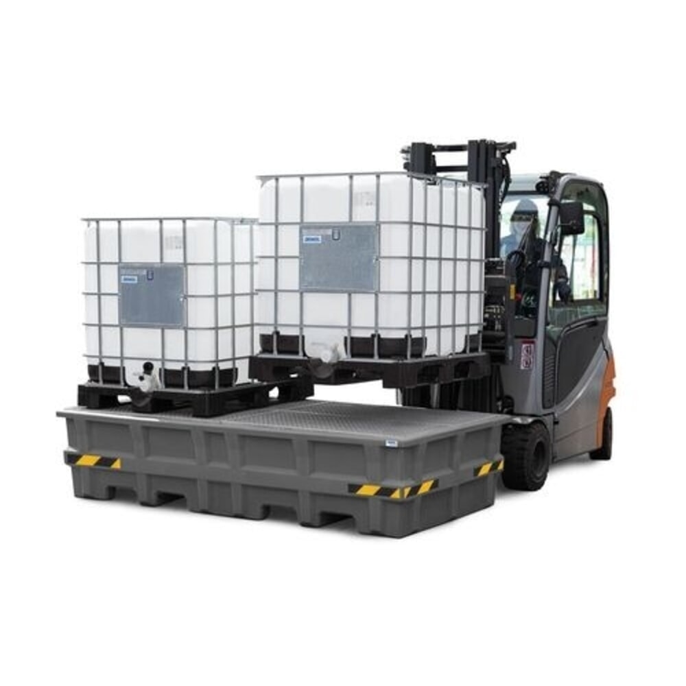 Produktabbildung Nr. 2: Denios Auffangwanne pro-line aus PE für 2 IBC, mit verzinktem Gitterrost, HxBxT 580 x 2530 x 1320 mm