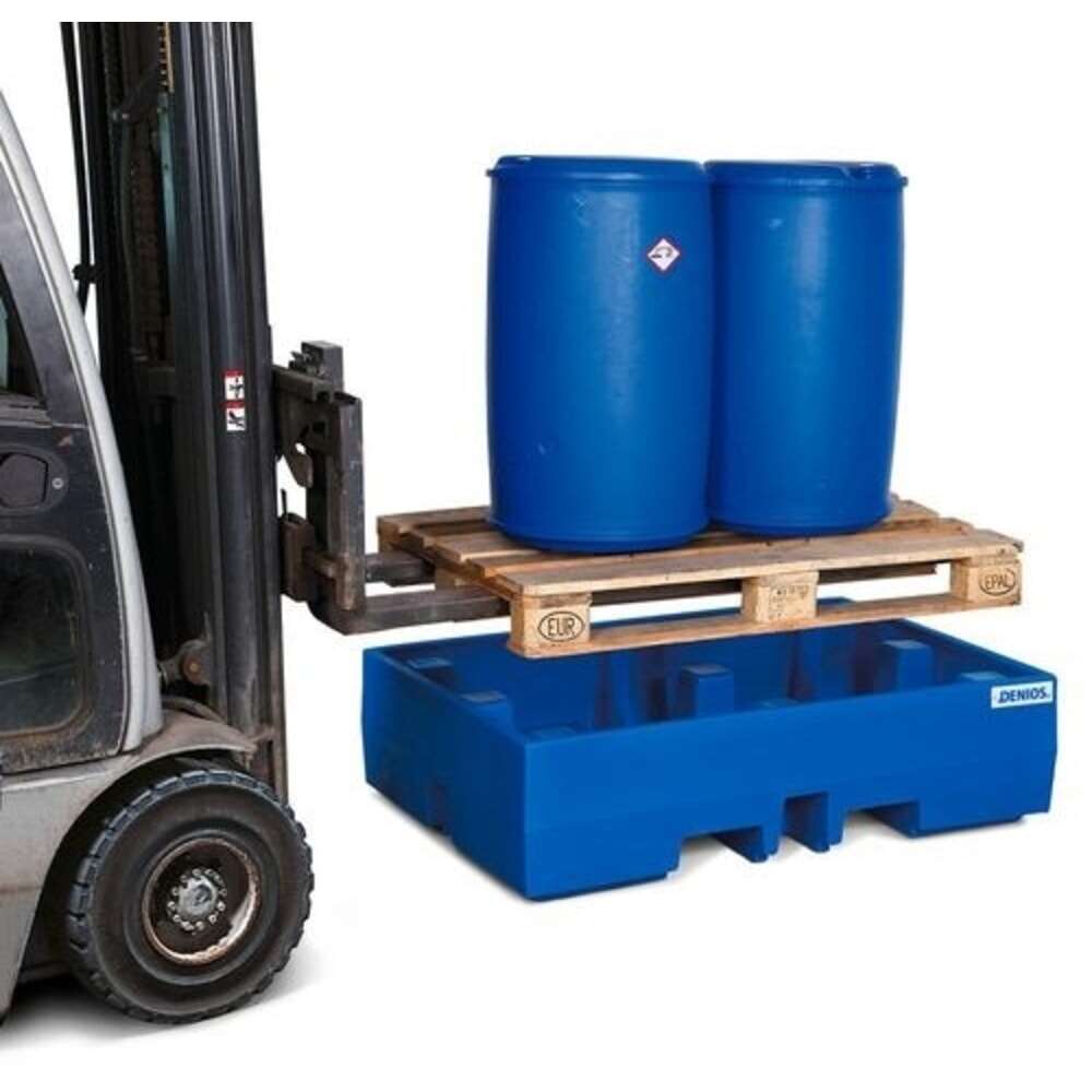 N° de l'image du produit 3 : Denios bac de rétention classic-line en polyéthylène (PE) pour 2 fûts, sans grille, volume de 270 l, H x l x P 350 x 900 x 1 300 mm