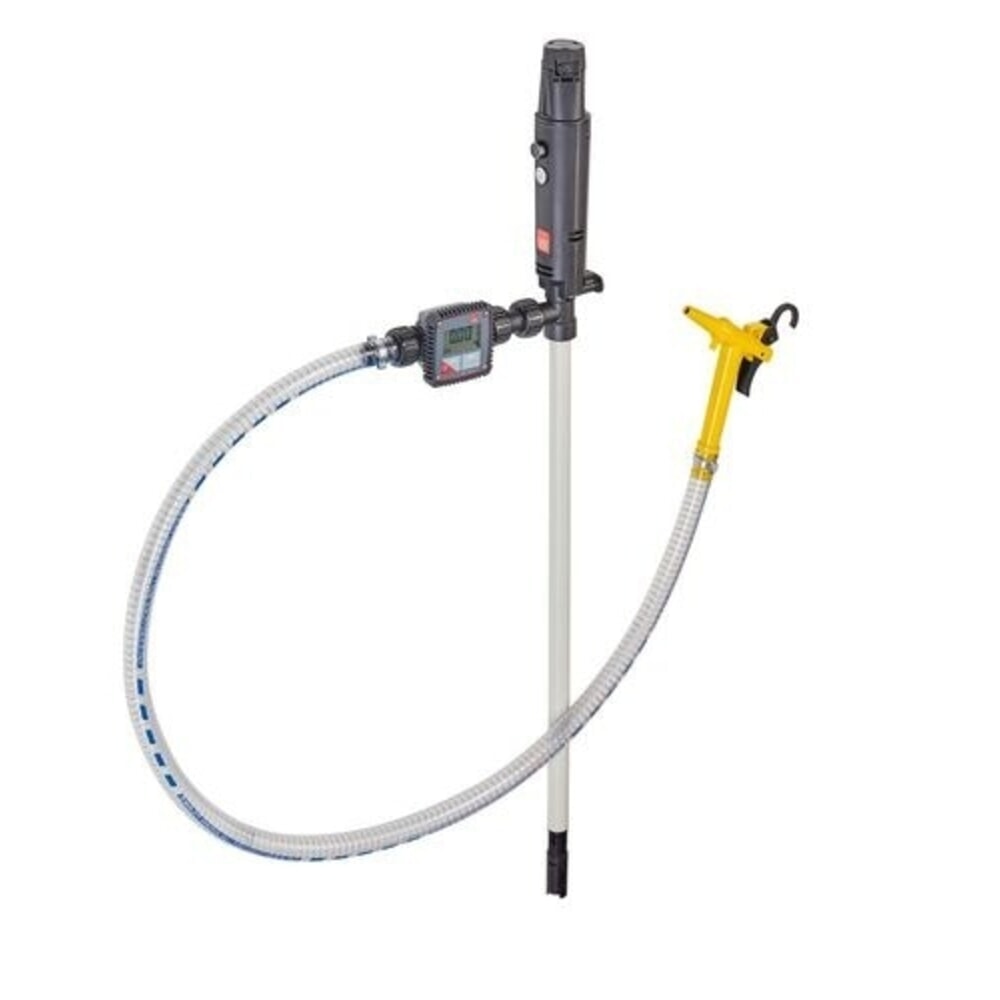 N° de l'image du produit 3 : Denios Akku-Fasspumpe aus Polypropylen, Schlauch 1,5 m, Zapfventil, 75 W, Tauchtiefe 500 mm