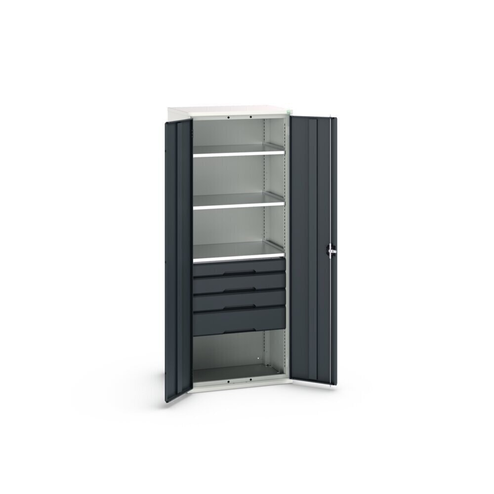 N° de l'image du produit 3 : bott Armoire à portes battantes avec tiroirs verso, avec 3 tablettes et 4 tiroirs, lxPxH : 800 x 550 x 2 000 mm
