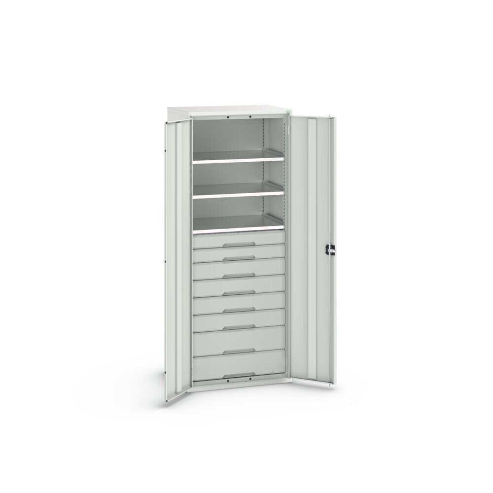 N° de l'image du produit 3 : bott Armoire à portes battantes avec tiroirs verso, avec 3 tablettes et 8 tiroirs, lxPxH : 800 x 550 x 2 000 mm