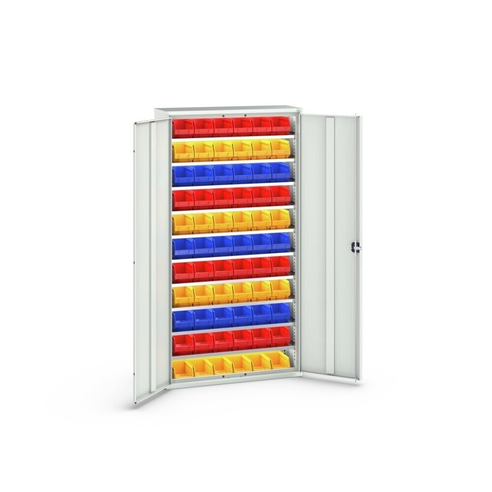 N° de l'image du produit 3 : bott Armoire à bacs verso, avec 10 tablettes et 66 bacs à bec, lxPxH : 1 050 x 350 x 2 000 mm