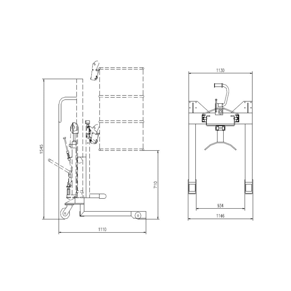 N° de l'image du produit 3 : Lève-fûts à pédale, prise frontale, hauteur de levée 750 mm, capacité de charge 350 kg, RAL 3020 rouge signalisation