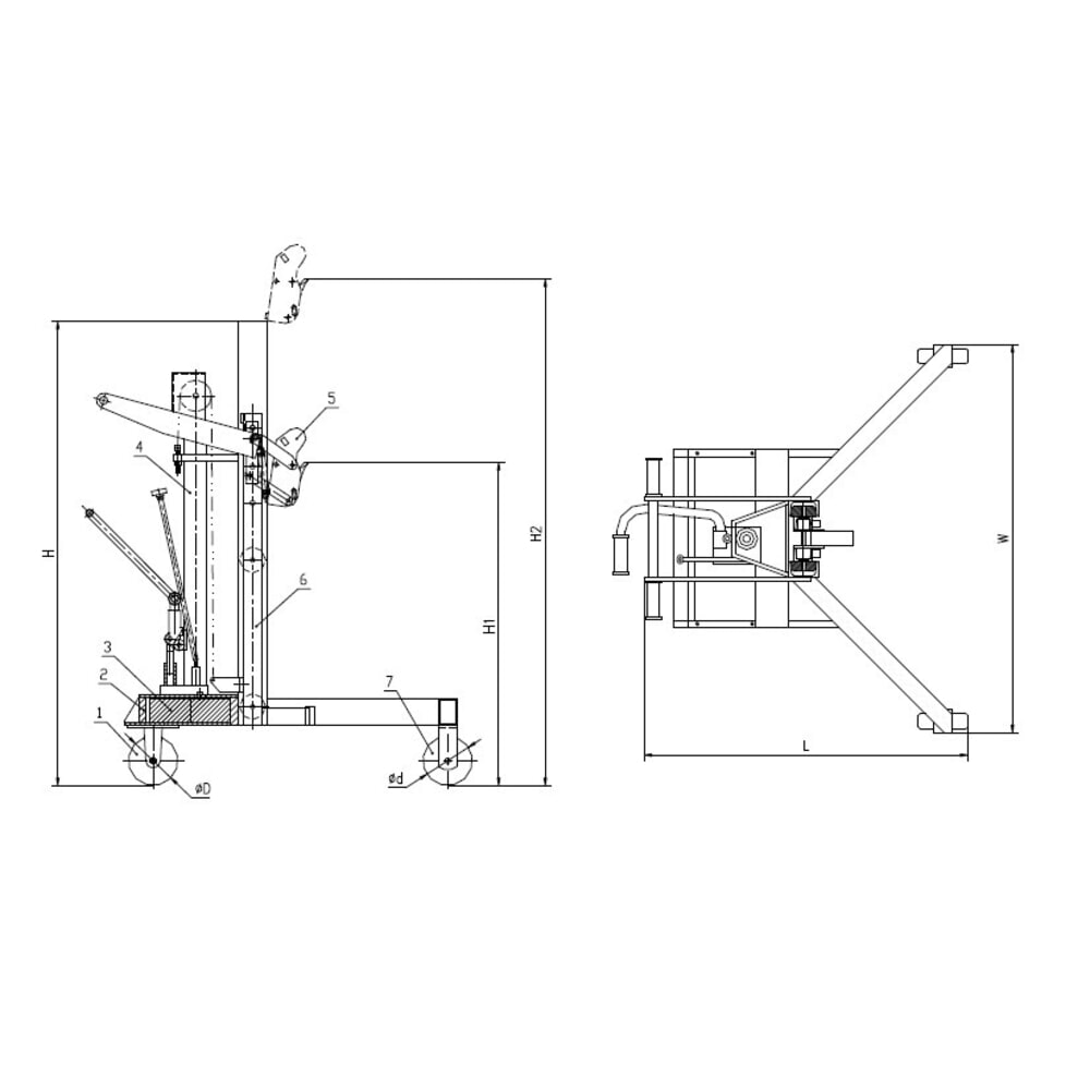 Produktabbildung Nr. 3: Fassheber mit Fusspedalhub, Eckaufnahme, Hubhöhe 500 mm, TK 450 kg, RAL 3020 verkehrsrot