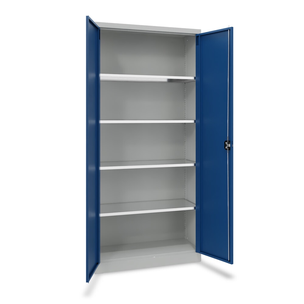 Illustration du produit: Steinbock® Flügeltürenschrank mit verzinkten Fachböden, HxBxT 1950 x 890 x 415 mm, lichtgrau/enzianblau
