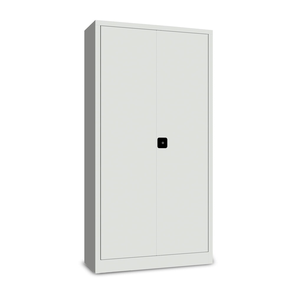 N° de l'image du produit 2 : PAVOY Putzmittelschrank mit Trennwand, verzinkten Fachböden und Kleiderstange, HxBxT 1950 x 1000 x 400 mm, lichtgrau/lichtgrau