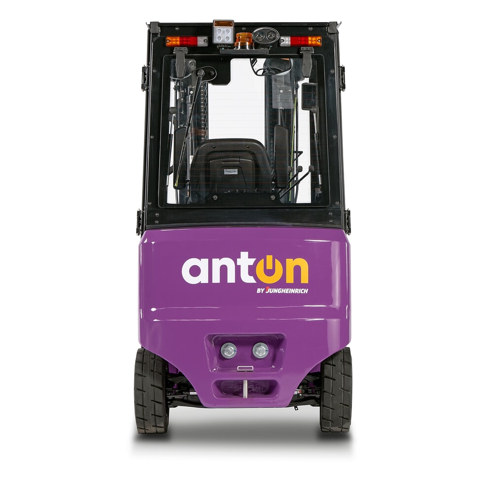 N° de l'image du produit 5 : AntOn by Jungheinrich chariot élévateur électrique CBH 2.0 avec mât télescopique triple, hauteur de levage 4 800 mm, capacité de charge 2 000 kg, cabine intempéries Comfort, y compris chargeur externe 80 V, 100 A, CEE, 5 broches