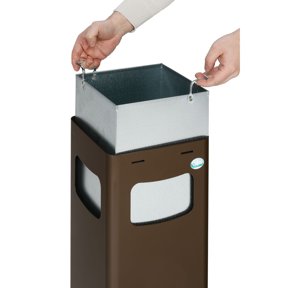 N° de l'image du produit 3 : VAR® Wertstoffsammler WSG 25R, für den Außenbereich, mit 3 Einwurföffnungen, Volumen 22 Liter, sepiabraun