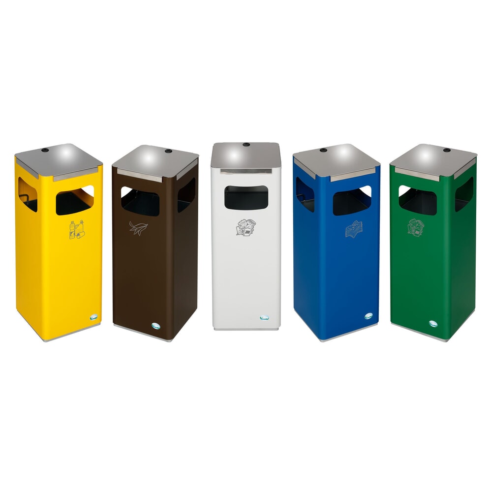 N° de l'image du produit 4 : VAR® Wertstoffsammler WSG 25R, für den Außenbereich, mit 3 Einwurföffnungen, Volumen 22 Liter, sepiabraun