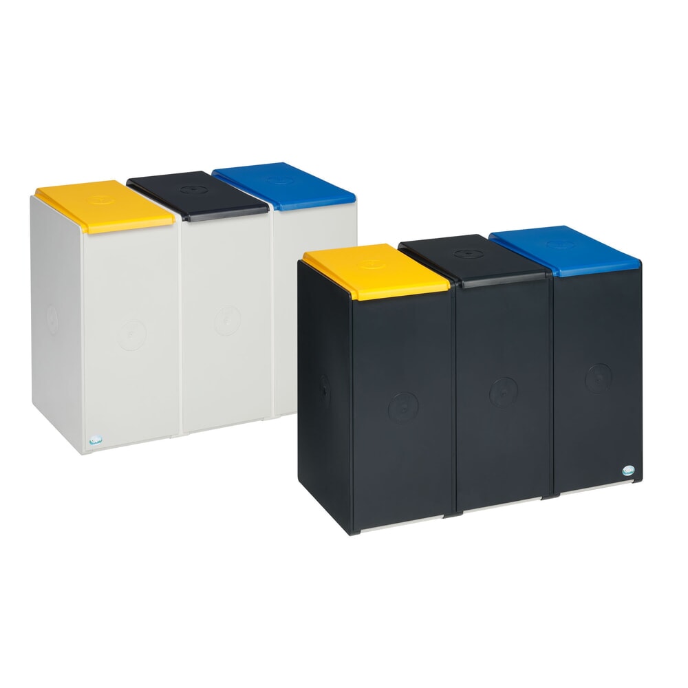 N° de l'image du produit 2 : VAR® Wertstoffsammler, Inhalt 3 x 40 Liter, mit 3 farbigen Deckeln