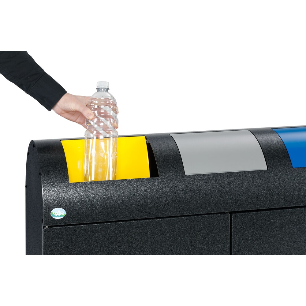 N° de l'image du produit 5 : VAR® Wertstoffsammler WSS 75, mit 3 Innenbehältern und selbstschließenden Einwurfklappen, mit rundem Kopfteil, antiksilber