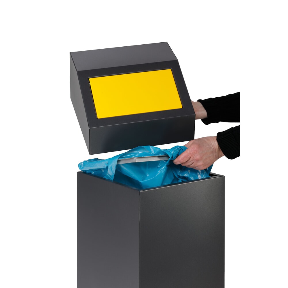 N° de l'image du produit 5 : VAR® Wertstoffsammler WSG 40E, für den Innenbereich, selbstlöschend, Inhalt 43 Liter, eisenglimmer, verkehrsgelb