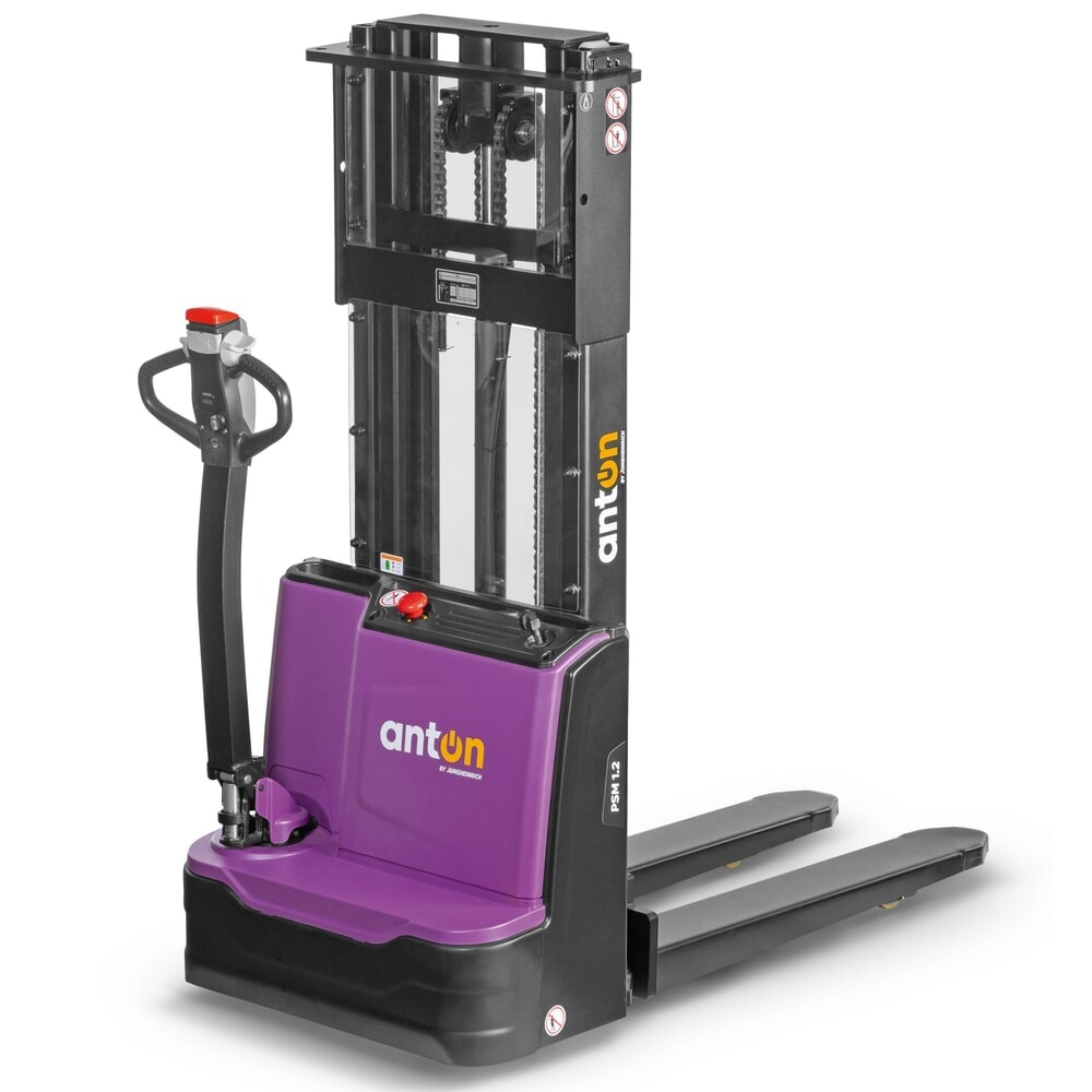 Produktabbildung: AntOn by Jungheinrich Elektro-Hochhubwagen PSM 1.2, mit Zweifach-Teleskop-Hubgerüst, Tragfähigkeit 1200 kg, Hubhöhe 2522 mm