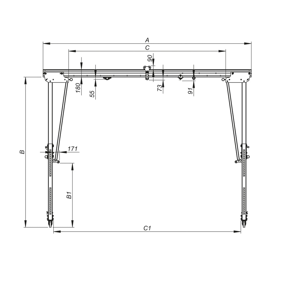 Produktabbildung Nr. 10: PLANETA Alu-Portalkran RLPK, inkl. Hebelzug, verfahrbar, Länge 2.000 mm, TK 1.750 kg, Grösse S