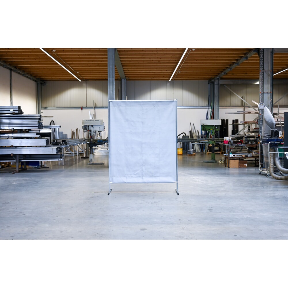 Produktabbildung Nr. 2: Schweisser-Schutzstellwand, Hitzeschutz-/Spritzerschutzdecke gemäss DIN EN 13501-1, BxH 1.400 x 2.000 mm, grau/silber