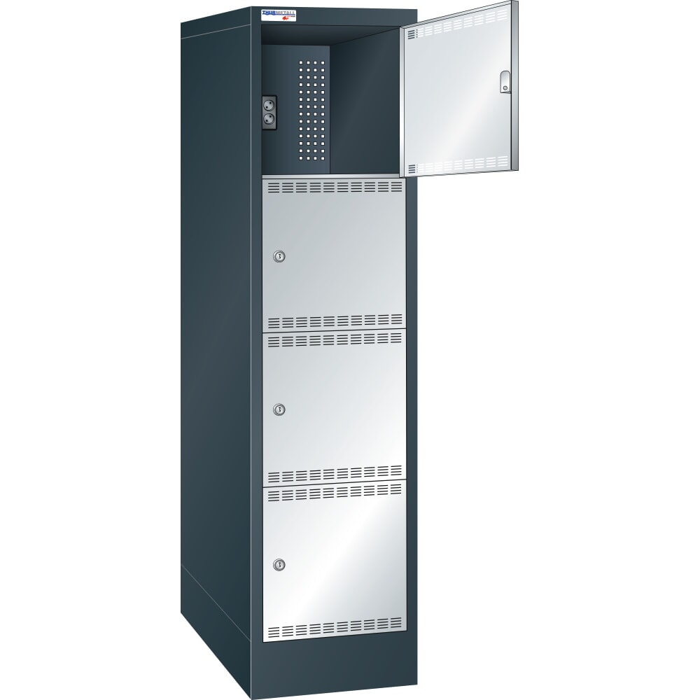 Illustration du produit: Thur Metall Akku-Ladeschrank mit Fächern, für E-Bike-Akkus, HxBxT 1790 mm x 415 mm x 580 mm, Key Lock, anthrazitgrau/lichtgrau