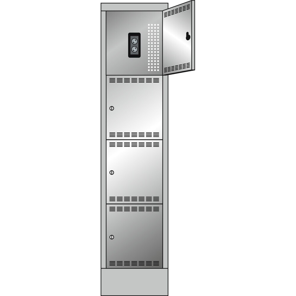 N° de l'image du produit 3 : Thur Metall Akku-Ladeschrank mit Fächern, für E-Bike-Akkus, HxBxT 1790 mm x 415 mm x 580 mm, Key Lock, anthrazitgrau/lichtgrau