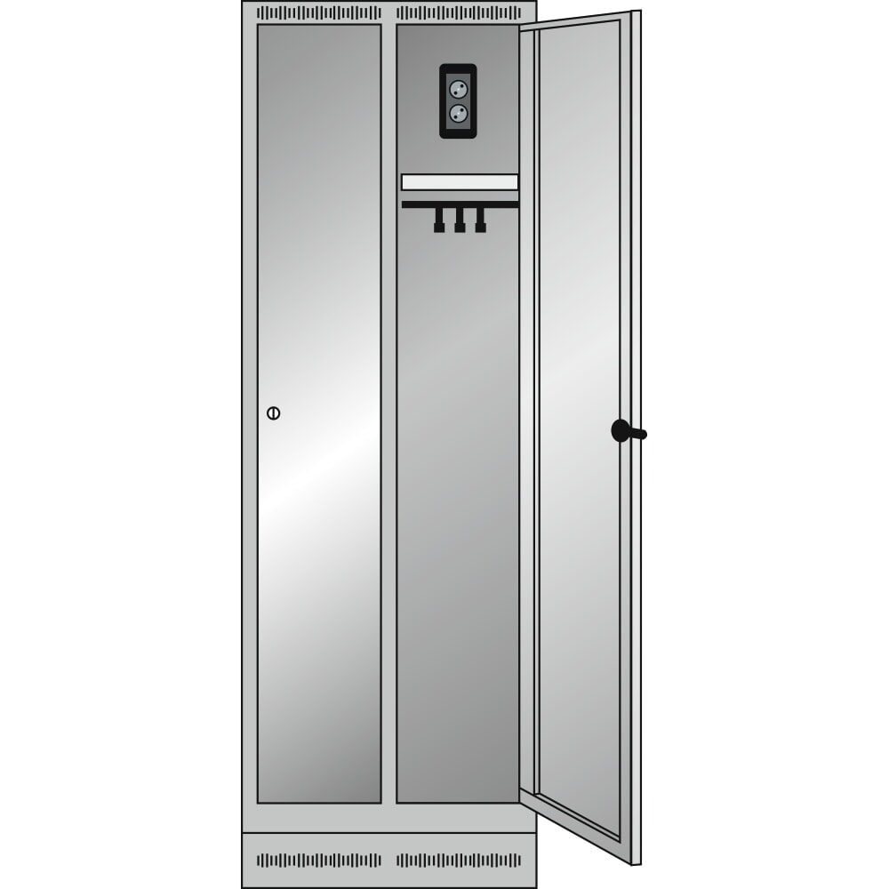 N° de l'image du produit 2 : Thur Metall Akku-Ladeschrank mit Garderoben, HxBxT 1800 mm x 600 mm x 500 mm, Key Lock, anthrazitgrau/lichtgrau