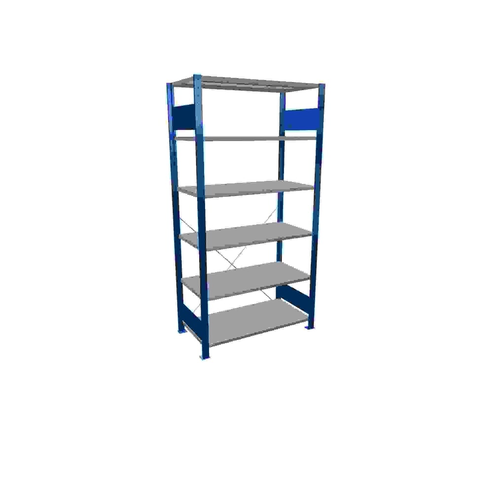 Produktabbildung: SCHULTE Fachbodenregal enzianblau/verzinkt mit 6 Stahlblechböden, Fachlast 150 kg, HxBxT 2.000 x 1.060 x 536 mm