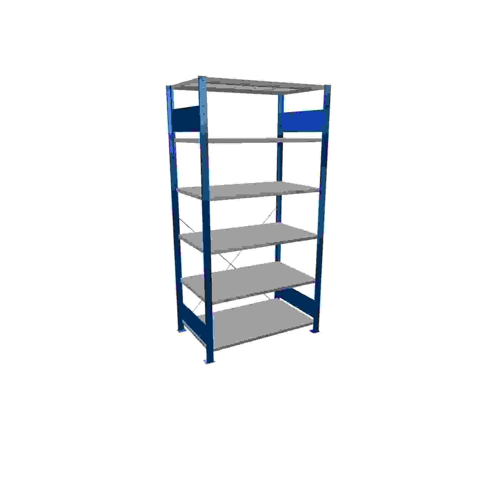 Produktabbildung: SCHULTE Fachbodenregal enzianblau/verzinkt mit 6 Stahlblechböden, Fachlast 150 kg, HxBxT 2.000 x 1.060 x 636 mm