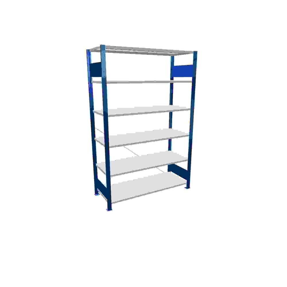 Produktabbildung: SCHULTE Fachbodenregal enzianblau/lichtgrau mit 6 Stahlblechböden, Fachlast 150 kg, HxBxT 2.000 x 1.360 x 536 mm