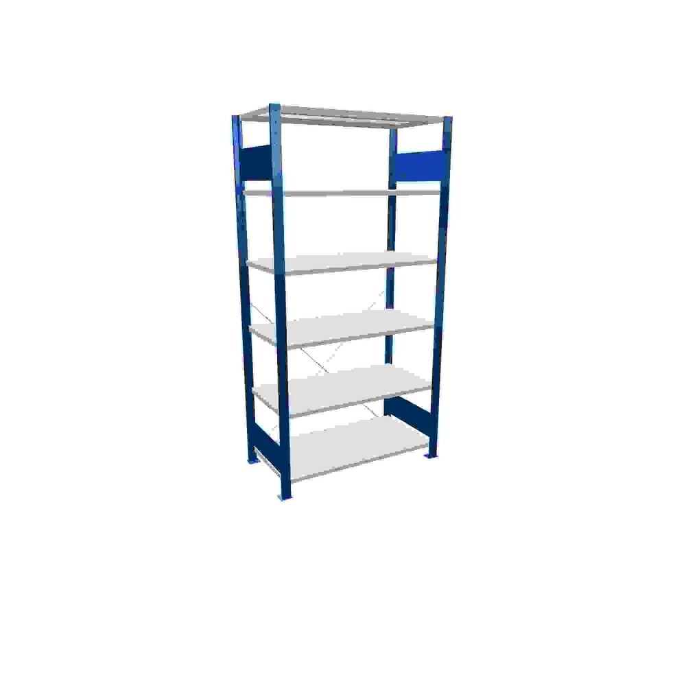 Produktabbildung: SCHULTE Fachbodenregal enzianblau/lichtgrau mit 5 Stahlblechböden, Fachlast 150 kg, HxBxT 2.000 x 1.060 x 536 mm
