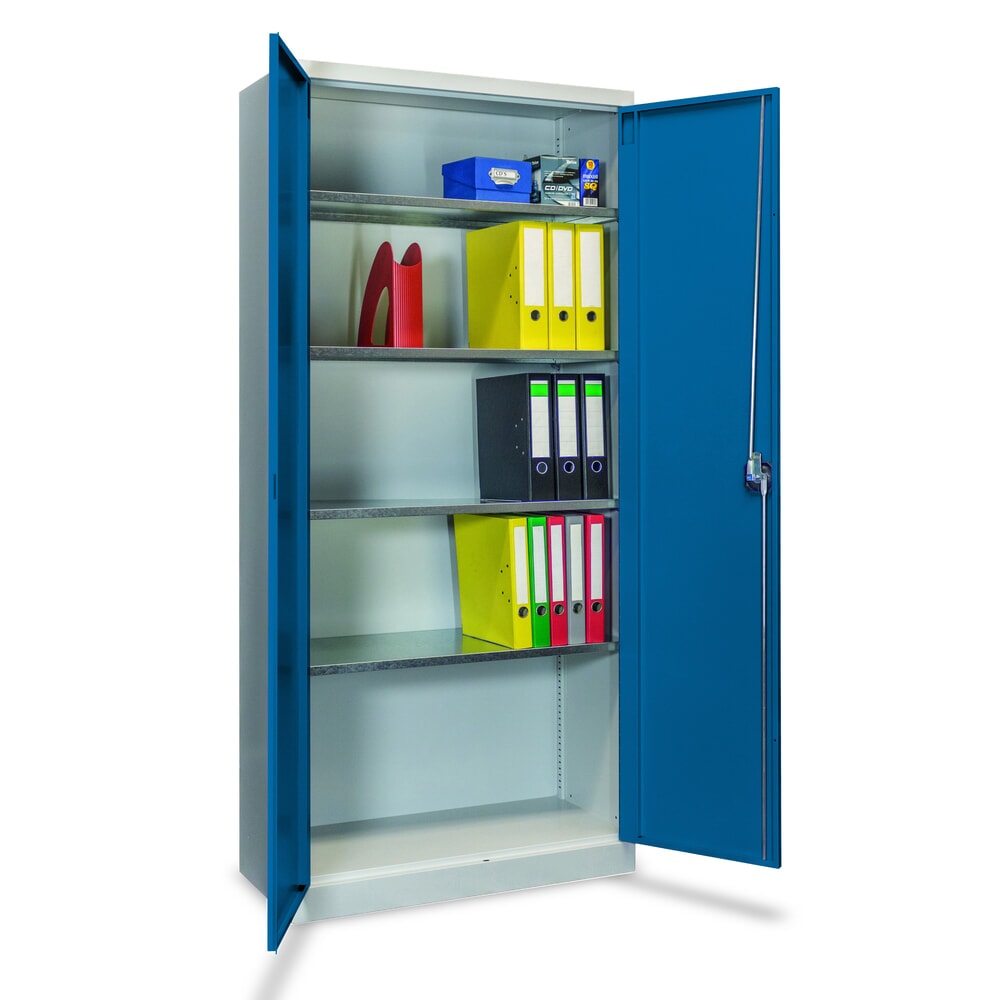 Produktabbildung Nr. 3: Steinbock® Flügeltürenschrank mit verzinkten Fachböden, HxBxT 1950 x 890 x 415 mm, lichtgrau/enzianblau