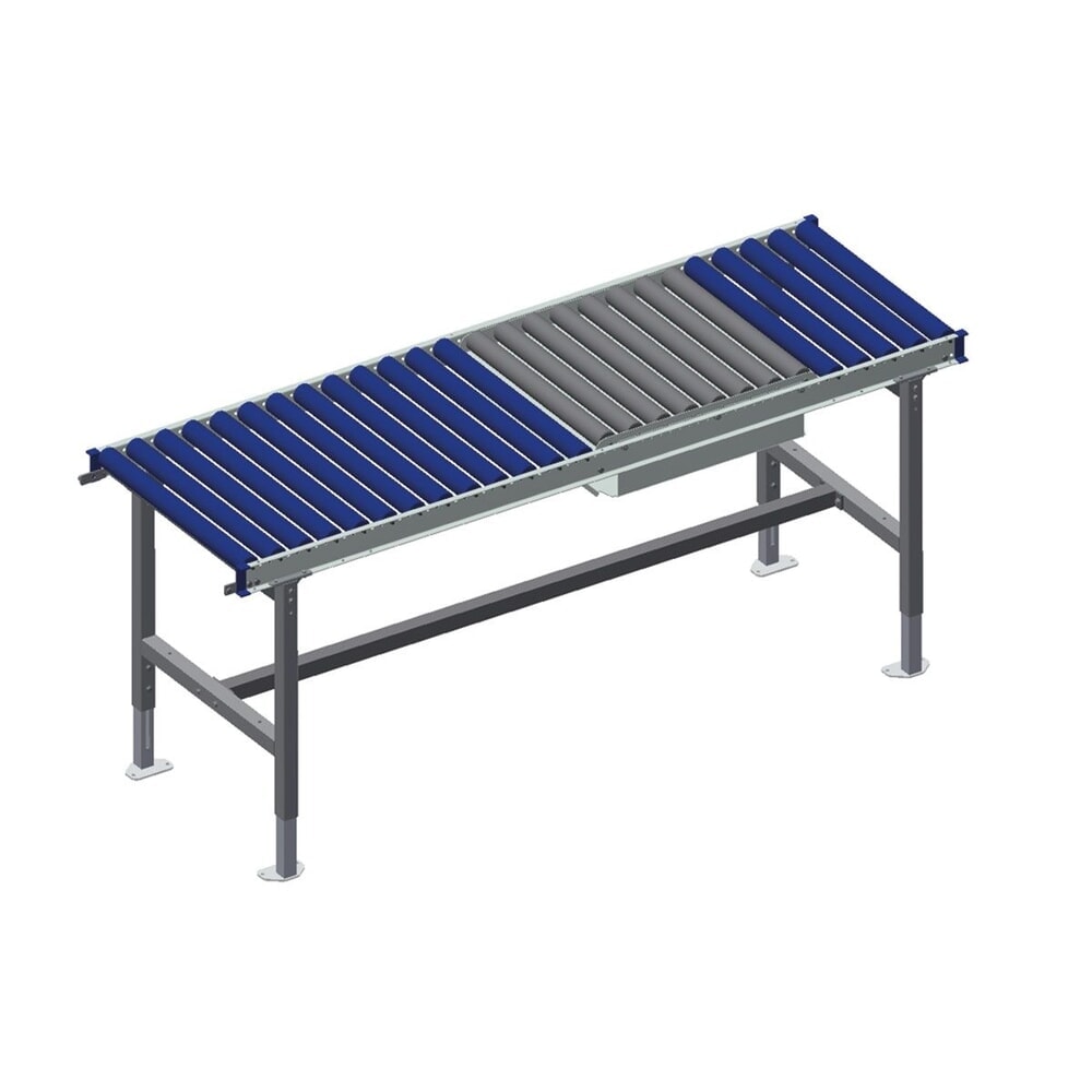 Produktabbildung: Rocholz Höhenverstellbarer Packtisch SYSTEM 2000, Rollenbahn, manuell, Waage, HxBxT 690–960 mm x 1955 mm x 640 mm