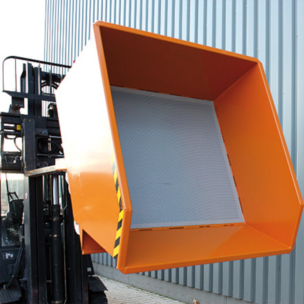 N° de l'image du produit 5 : Eichinger® Benne à copeaux à fond en tôle perforée et robinet de vidange, 1 000 kg, 300 litres, orangé pur