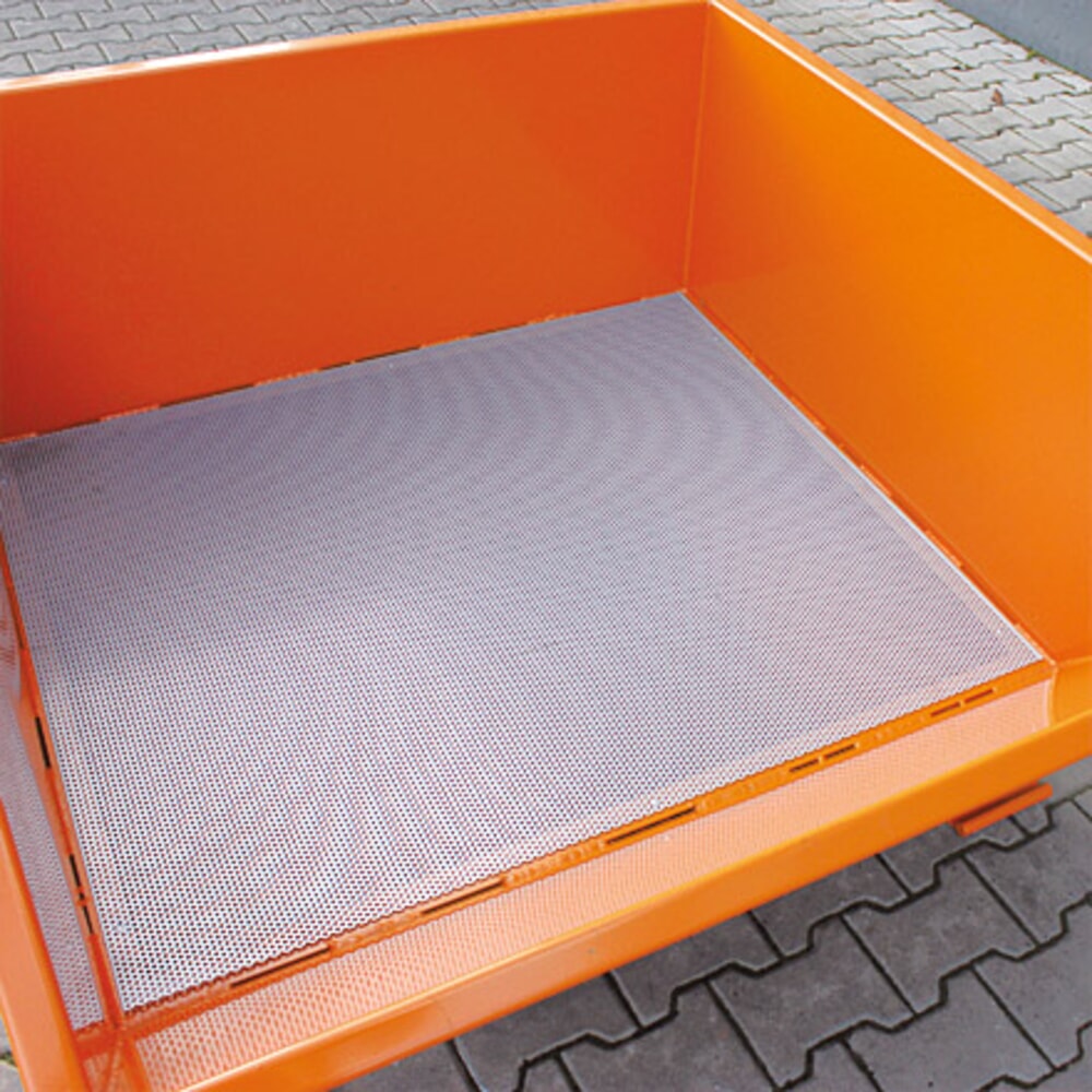 N° de l'image du produit 6 : Eichinger® Benne à copeaux à fond en tôle perforée et robinet de vidange, 1 000 kg, 300 litres, orangé pur