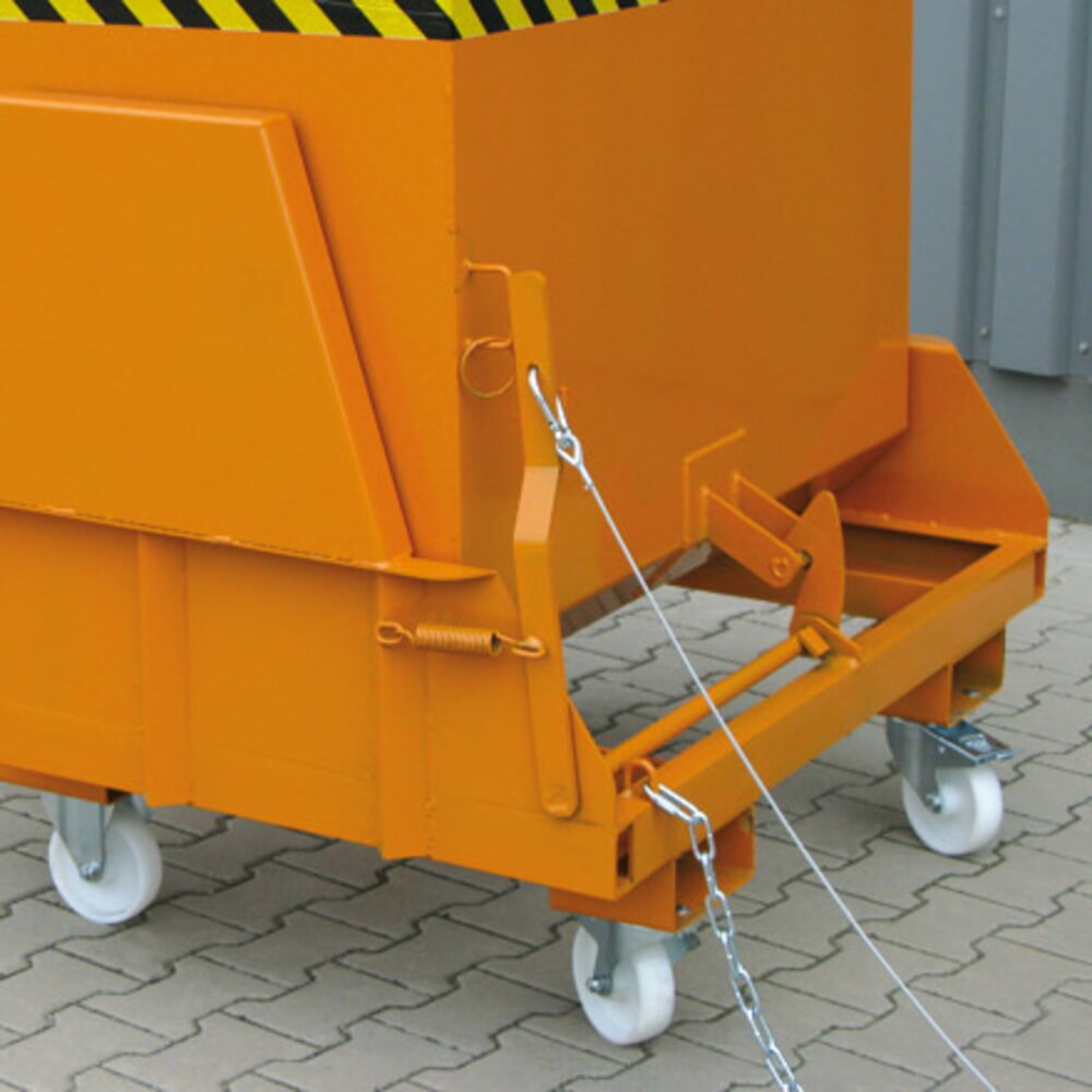 N° de l'image du produit 5 : Benne basculante Eichinger® avec patins protégés, 1 000 kg, 600 litres, orangé pur