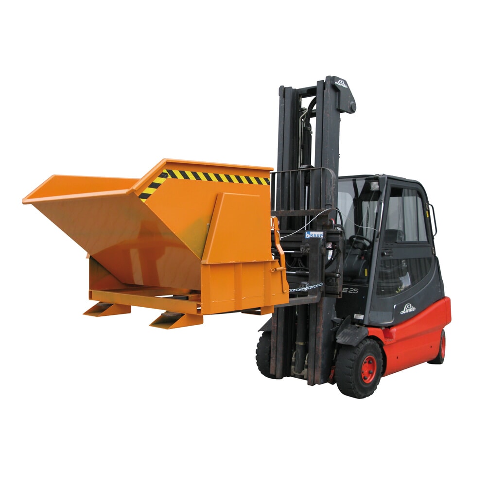 N° de l'image du produit 6 : Benne basculante Eichinger® avec patins protégés, 1 000 kg, 600 litres, orangé pur