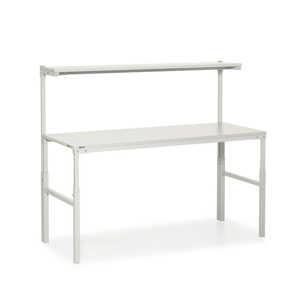 Produktabbildung: TRESTON Arbeitstisch mit Etagenbord, höhenverstellbar, TK 300 kg, BxT 1.800 x 900 mm