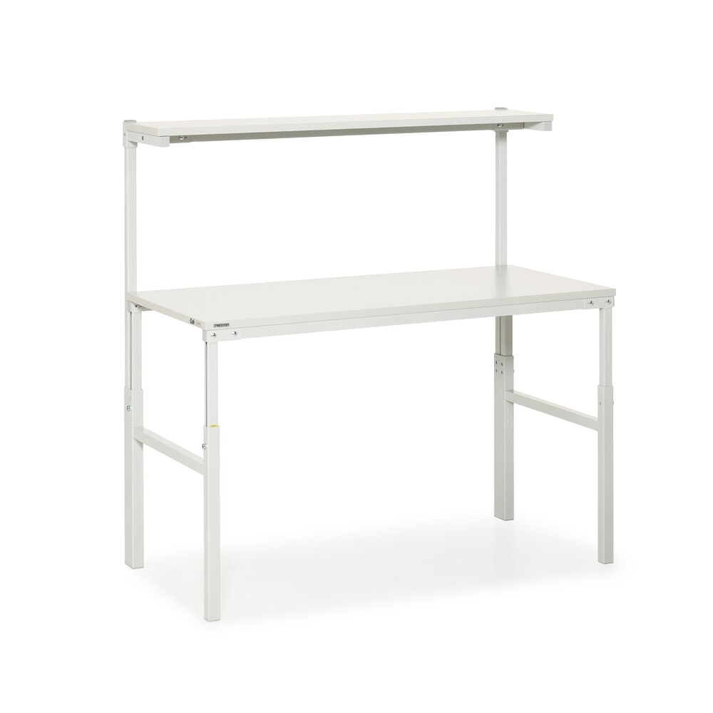 Produktabbildung: TRESTON Arbeitstisch mit Etagenbord, höhenverstellbar, TK 300 kg, BxT 1.500 x 700 mm