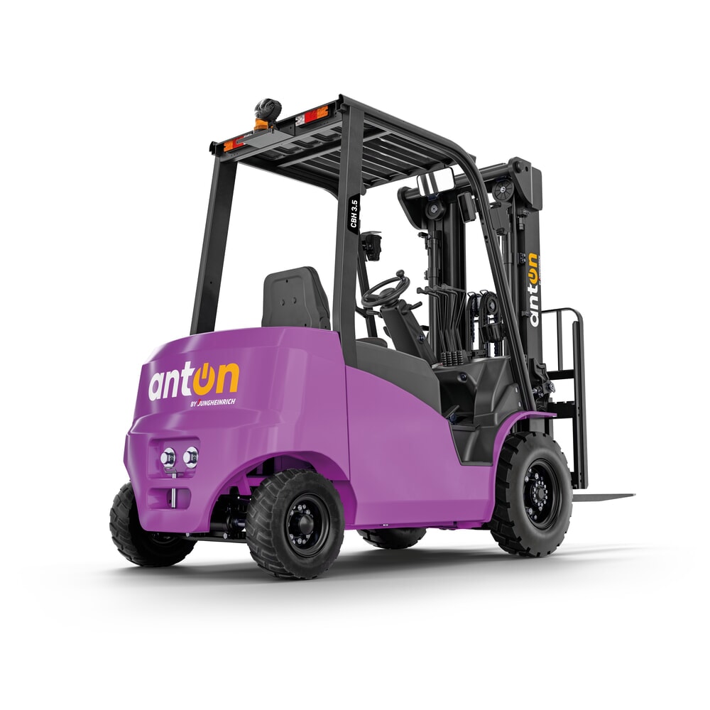 N° de l'image du produit 3 : AntOn by Jungheinrich chariot élévateur électrique CBH 3.5 avec mât télescopique double, hauteur de levage 3 300 mm, capacité de charge 3 500 kg, y compris chargeur externe 80 V, 60 A, CEE, 5-pin