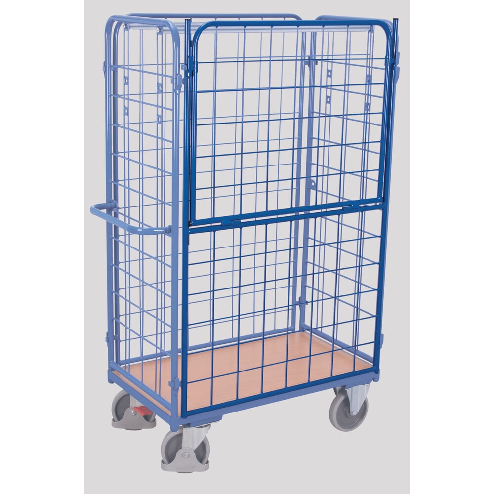 Illustration du produit: Längswand für VARIOfit® Paket- oder Etagenwagen, HxB 1525 mm x 820 mm, enzianblau, klappbar