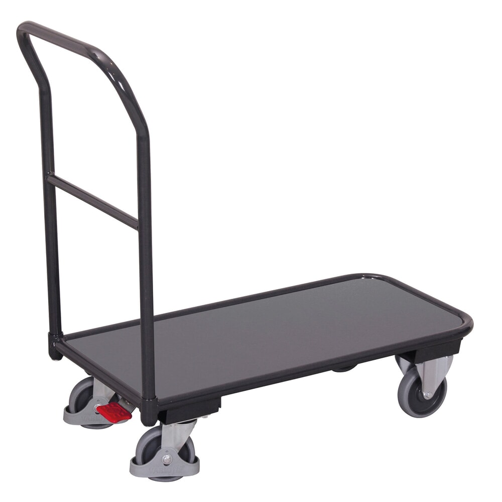 N° de l'image du produit 1 : VARIOfit® Magazinwagen, Stahlgestell, Holzwerkstoff-Ladefläche, Ladefläche BxT 850 mm x 450 mm, anthrazitgrau