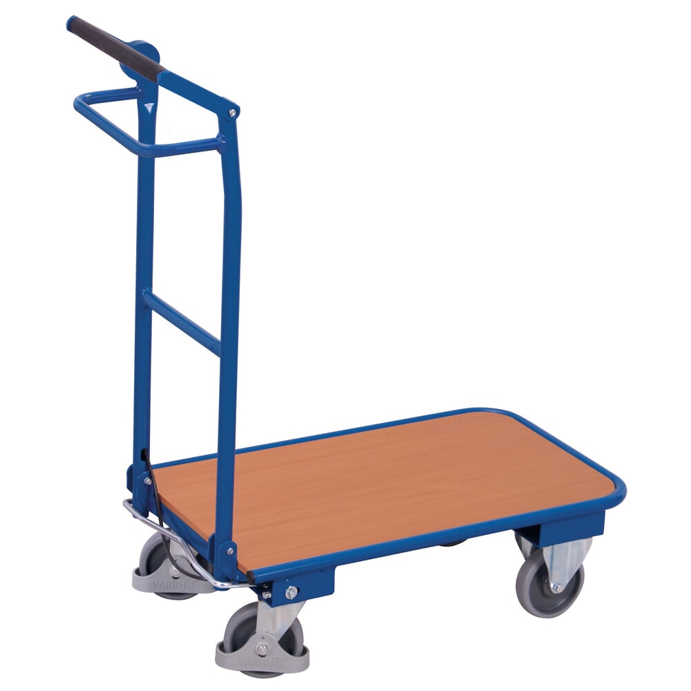 N° de l'image du produit 1 : VARIOfit® Klappwagen, Totmannbremse, EasySTOP®-Bremssystem, HxBxT 1005 mm x 865 mm x 450 mm, enzianblau