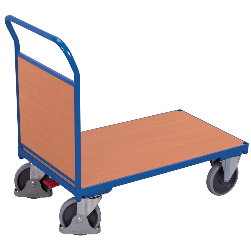 N° de l'image du produit 1 : VARIOfit® Stirnwand-Magazinwagen, Holzwerkstoff-Ladefläche, HxBxT 975 mm x 975 mm x 500 mm, enzianblau