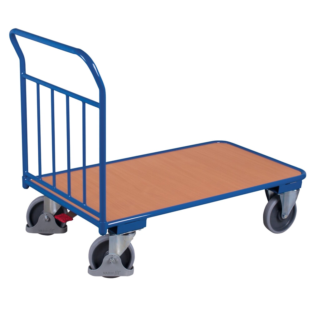 N° de l'image du produit 1 : VARIOfit® Schiebebügel-Magazinwagen, senkrechte Rohre, HxBxT 990 mm x 950 mm x 500 mm, enzianblau