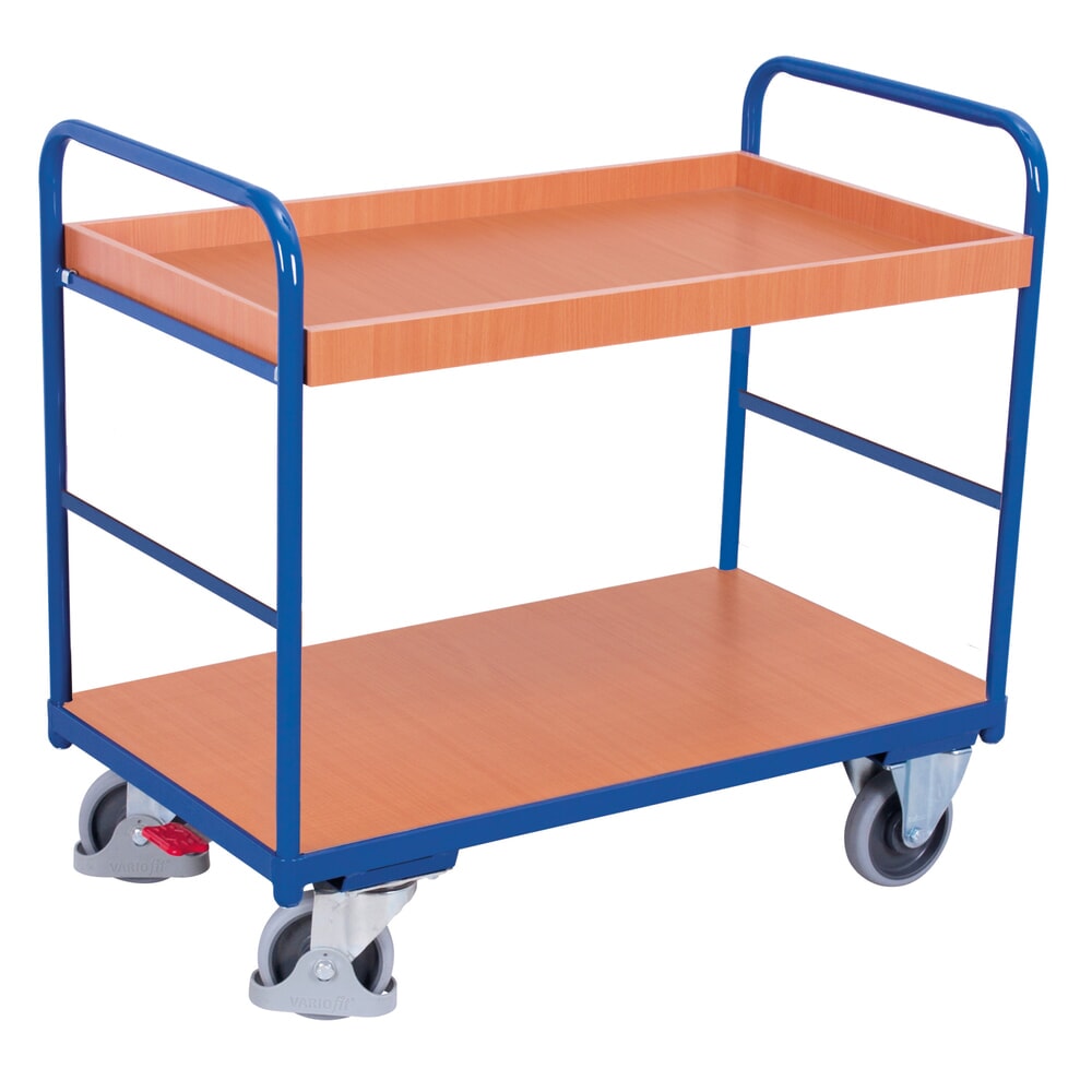 N° de l'image du produit 1 : VARIOfit® Tischwagen, 1 Boden, 1 Tablett, HxBxT 990 mm x 910 mm x 500 mm, enzianblau