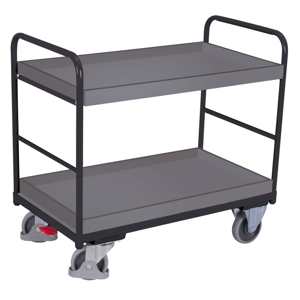 N° de l'image du produit 1 : VARIOfit® Tischwagen, 2 Tabletts, HxBxT 990 mm x 910 mm x 500 mm, anthrazitgrau