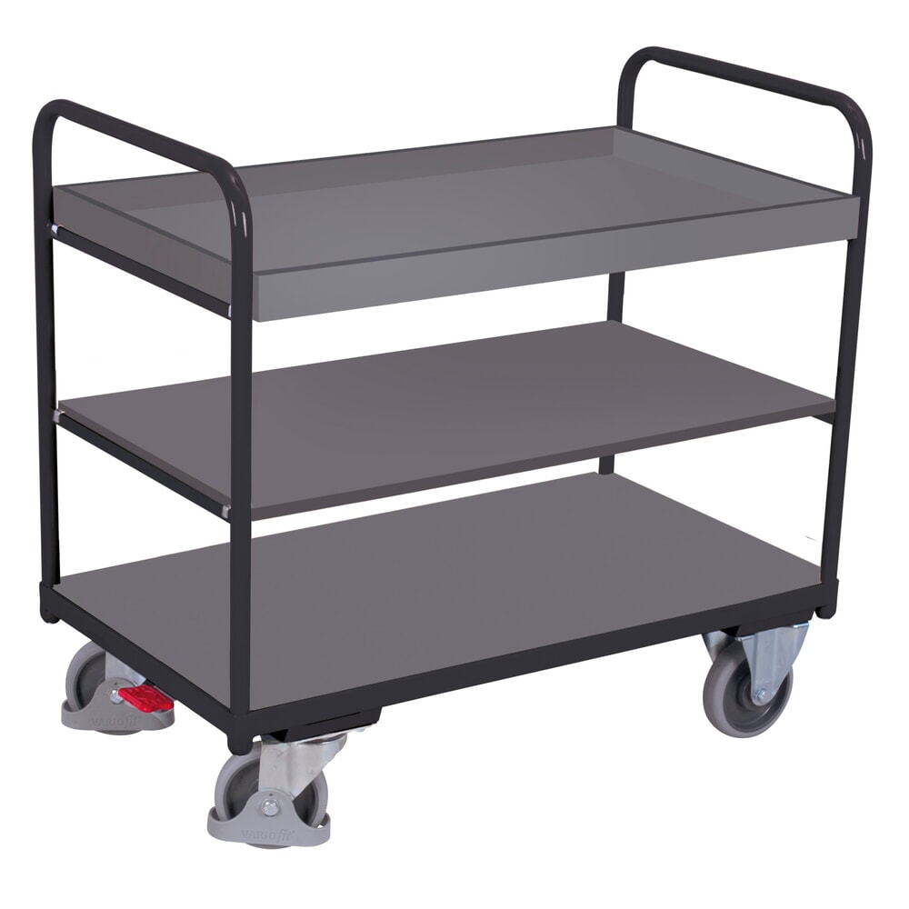 N° de l'image du produit 1 : VARIOfit® Tischwagen, 2 Böden, 1 Tablett, HxBxT 990 mm x 910 mm x 500 mm, anthrazitgrau