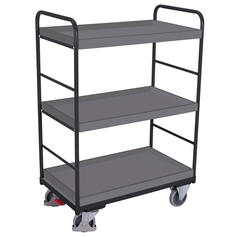 N° de l'image du produit 1 : VARIOfit® Etagenwagen, variabel einhängbare Tabletts, 3 Etagen, HxBxT 1530 mm x 910 mm x 500 mm, anthrazitgrau
