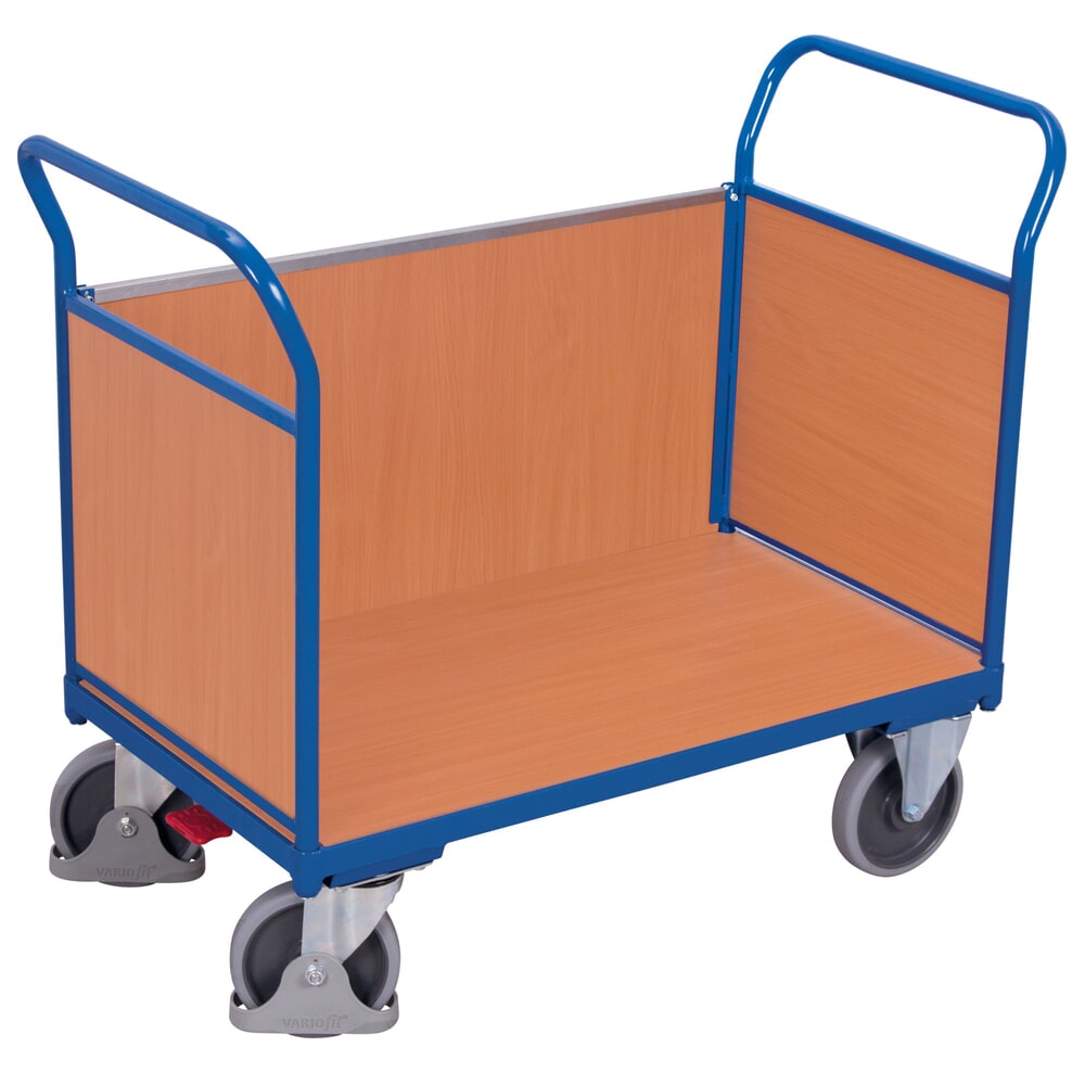 N° de l'image du produit 1 : VARIOfit® Dreiwand-Magazinwagen, Holzwerkstoffplatten, HxBxT 975 mm x 1040 mm x 500 mm, enzianblau